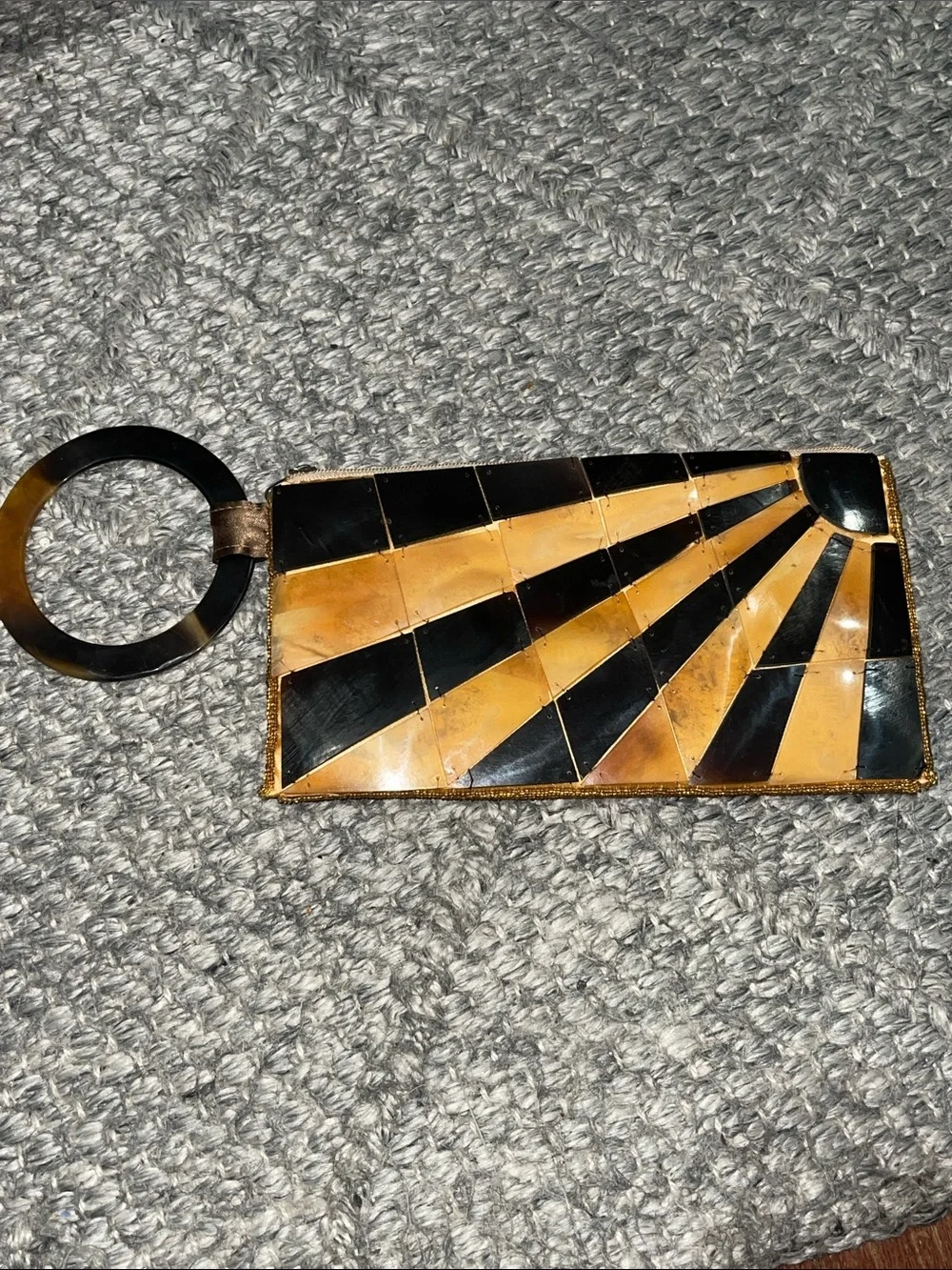 Vintage Sunburst Black and Amber Rectangular Clutch